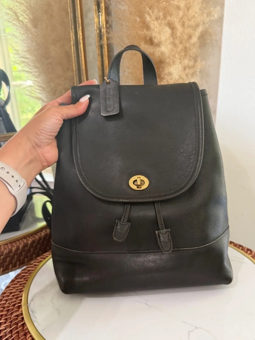 Vintage Coach 9791 Black LeatherLarge Daypack Backpack Bag Made In The USA